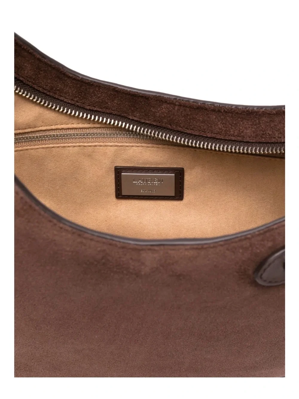 Polo by Ralph Lauren Brown Suede Hobo Bag with Buckle Detail
